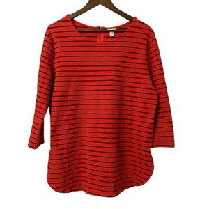 Merona vintage orange & Navy striped scoop neck 3/4 sleeve cotton thick shirt XL